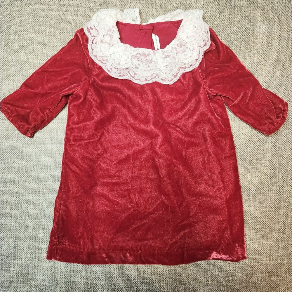 Red Velvet & white lace Janie and Jack Christmas dress